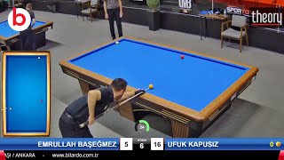 UFUK KAPUSIZ vs EMRULLAH BAŞEĞMEZ | 3 Cushion Billiards Championship STAGE 2 -A- 2024 ANKARA