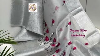 Superb Soft Kanchi Silver Zari Organza Silk Saree | Embroidery Sarees | RV Collections