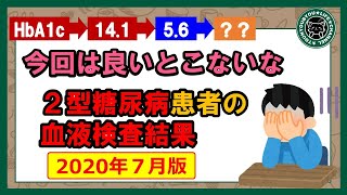 投薬復活？【2020年７月末】2型糖尿病患者の血液検査結果を全て見せます！発症時と最新値を横並びで比較！減薬して１ヶ月後！体重、血糖（HbA1c）、肝臓、腎臓、脂質