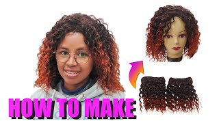 非洲化纤丝假发制作。How to make a wig .VRONICA WEAVE