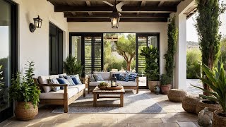 Rustic Charm Meets Modern Living: Mediterranean Indoor and Outdoor Living with Cozy Backyard Retreat