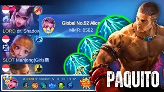 Solo Ranked Ketemu Top Global Alice Auto Kita Kasih Paham! Tutorial Explane Paquito - Mobile Legends