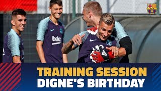 Lucas Digne receives birthday well wishes in morning training