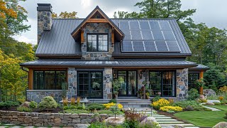 Modern Charming Rustic Stone House Design | Stone Pathways, Solar Panels \u0026 Fall Landscaping 🍂🏡