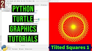 Tilted Squares 1 with Python Turtle | PYTHON TURTLE GRAPHICS TUTORIAL#2 | Designs in turtle library