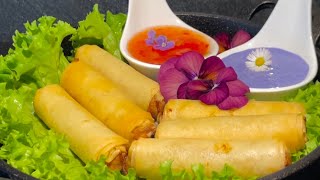 ปอเปี๊ยะทอดไส้กุ้ง/วิธีห่อปอเปี๊ยะให้มีชิ้นเท่ากันทุกอัน/Shrimp Spring Rolls