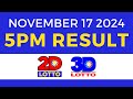 5pm Lotto Result Today November 17 2024 | PCSO Swertres Ez2