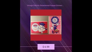 Vintage Patriotic Bicentennial Popeye Stickers 1975 American Icon Since 1929