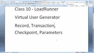 Week10 - Learning LoadRunner Pt2