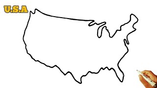 How to Draw USA Map Easy | Country Maps Drawing