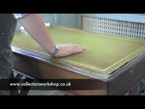 Custom Leather Deskpad Full Grain Desk Pad Tooled Tops How To Replace A Leather Desk Top Part 2 Laying The
