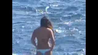 video clip - girl in bikini near the HALONA BLOWHOLE - oahu - sidneysealine