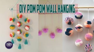 ide kreatif membuat hiasan dinding pom pom dari benang | DIY room decor
