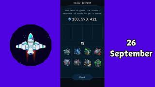 Pocket Rocket Daily Jackpot 26 September | Pocket Rocket Daily Combo 26 Sep | Pocket Rocket Game