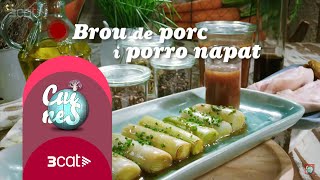 Brou de porc i porro napat / Polenta cremosa amb bacó - Cuines