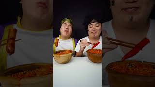 Korean super spicy Noodle Challenge | Fire spicy noodle, sausage Funny ASMR MUKBANG #shorts