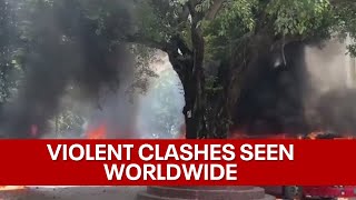 Police clashes turn deadly in Bangladesh, violent far-right protests in England | KTVU