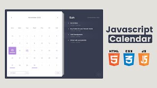Modern Calendar with Todo in HTML, CSS and JS Part 1 | JavaScript Events Calendar