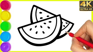 How to draw colouring watermelon Drawing | Easy watermelon Drawing easy step by step by Arya Drawing