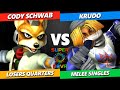 Supernova 2024 Losers Quarters - Cody Schwab (Fox) Vs. Krudo (Sheik) Smash Melee Tournament