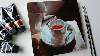 Tea Cup Acrylic Painting / Still life Drawing