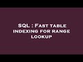 SQL : Fast table indexing for range lookup