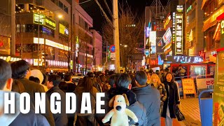 [4K HDR] Seoul Nightlife | Lively Saturday Night in Hongdae | Seoul, South Korea (January 2025)