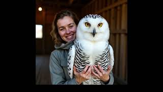 Cute Snowy Owl likes being petted #Ms Trang Discovery