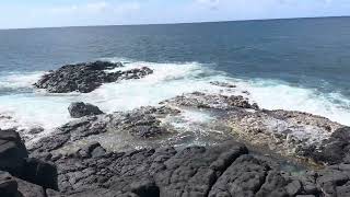 White Waves on the Lava Rocks