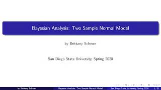 Bayesian Analysis: Two Sample Normal Model