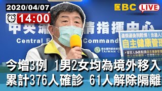 #東森新聞〔Live中央疫情中心記者會〕 今增3例 1男2女均為境外移入 累計376人確診 61人解除隔離【東森大直播】