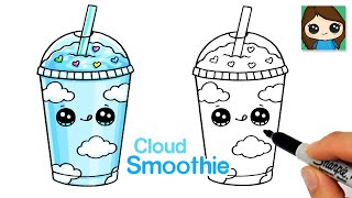 How to Draw a Cloud Smoothie Cute Drink ☁️ Summer Art Series #17