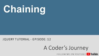 jQuery Tutorial#12 - Chaining