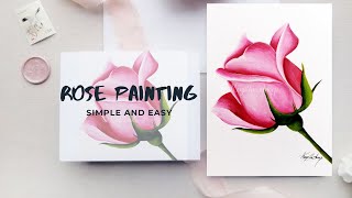 how to paint a Rose acrylics simple and easy STEPS / Step by step acrylic painting  beginners ROSE