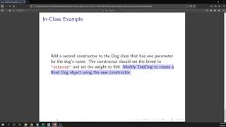 Programming Example: Overloading a Constructor to Provide Default Values