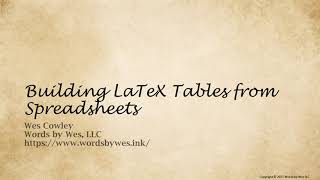 Building LaTeX Tables from Spreadsheets