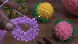 💕Wow!!💕Crochet marigold flower/knitting flower keychain/flor de ganchillo/flor de ganchillo/ورد#knit