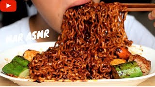 ASMR Eating Sounds | Korean Fire Noodles \u0026 Jajangmyeon (Sticky Chewy Eating Sound) | MAR ASMR