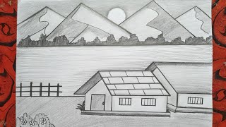 Draw the Picture of Scenery 😱| House Drawing | Drawing Pictures | Drawing House | Nature Drawing