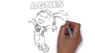 How to Draw Minions Agnes Step by Step Video Tutorial