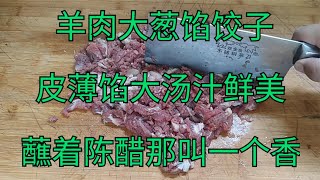 羊肉大葱馅饺子，皮薄馅大汤汁鲜美，蘸着陈醋那叫一个香【食神涛哥美食汇】