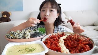 매운 튤립닭발 무뼈닭발 먹방+고소한 마요네즈😚🔥ft.주먹밥,달걀찜 REALSOUND MUKBANG | Chichken feet :D