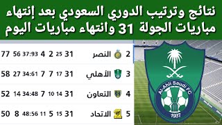 ترتيب الدوري السعودي بعد إنتهاء مباريات الجولة 31 اليوم