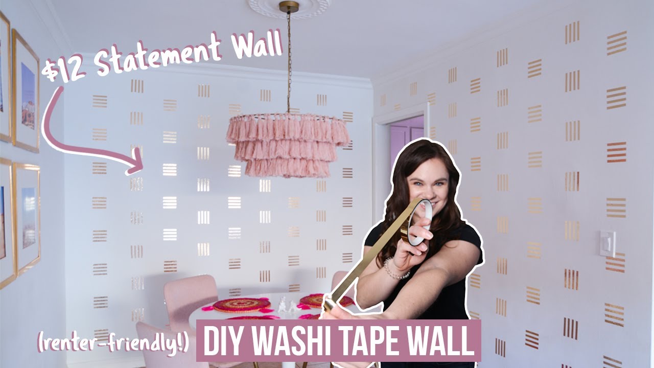 WASHI TAPE Accent Wall | Renter-Friendly Dining Room Makeover - YouTube