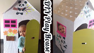 DIY Kids play house||அட்டை பாக்ஸில் வீடு செய்வது எப்படி||cardboard house||best out of waste house...