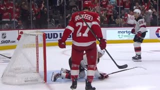 Michael Rasmussen Celebrates Standing Over Jack Hughes