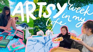 summer week in my life as an art student  🎨 coloring in a park, luigi's pizza, and connecticut