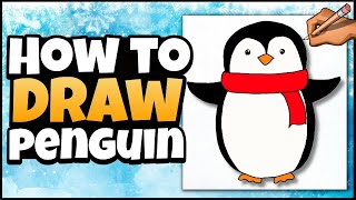 How to Draw a Penguin 🐧 Winter Art for Kids | Brain Break