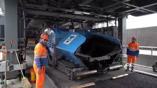 Road resurfacing without stopping traffic using a mobile flyover bridge #amazing #viralvideo #woah