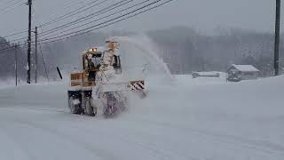 2022年2月　秋田県道(羽後町上到米坂ノ下)のロータリー車除雪風景　㈱後藤建設